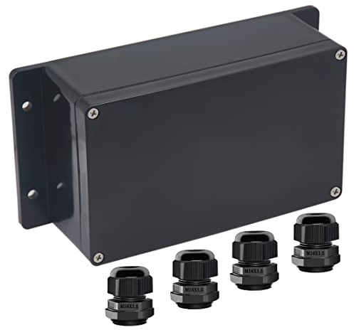 Otdorpatio Junction Box IP65 Waterproof ABS Plastic Electrical Project Case Power Junction Boxes, Project Box with Fixed Ear Black 7.87 x4.72 x2.95 inch (200x120x75 mm)