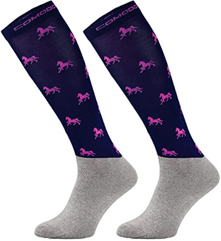 TODO Comodo STPJM Calze Equitazione Bambina Donna Estivi, sottile, traspirante | Calzini da Equitazione Ragazza Ragazzo (35-38, STPJM – Horses 04)
