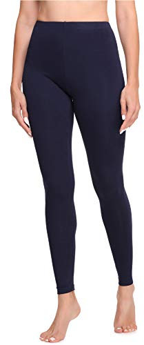 Ladeheid Leggings Damen aus Baumwolle Bequeme und Lange Leggins für Frauen für Frühling Sommer Herbst Winter Saison LA40-133 (Marinenblau, 3XL)