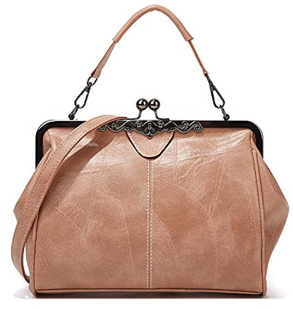 FANDARE Handtaschen Damen Schultertasche Umhängetasche Handy Bag für Frauen PU Leder Wasserdicht Schultertasche Crossbody Messenger Bag Shopper Arbeitstasche Snaps Haspe Aprikose