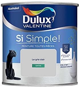 Dulux Valentine Peinture Si Simple Peinture Intérieure Toutes Pièces - Peinture Mur et Plafond, Porte et Plinthe - Couleur : Le Gris Clair - 0,5 L
