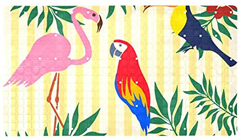 Tropischer Flamingo Papagei Tukan rutschfester Badteppich Matte Shag Dusche Badteppich saugfähig Badematte für Badezimmer 40,6 x 71,1 cm