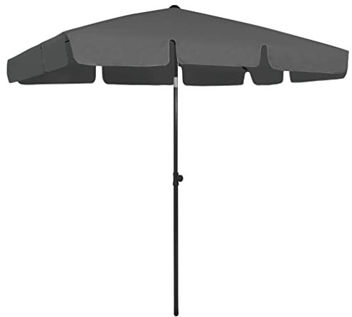 Makastle Sonnenschirm Strandschirm 200x125 cm Gartenschirm Marktschirm, Terrassenschirm, Kippbar, Witterungs- & UV-beständig, Sonnenschutzschirm, Sonnenschutz, Balkonschirm Schirm, Anthrazit