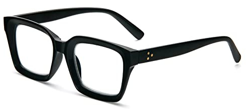 MMOWW Occhiali da Lettura Rettangolari - Oversized Square Frame Anti Luce Blu Occhiali donna uomo (Nero, +2.5) | Occhiali da Lettura Rettangolari - Oversized Square Frame Anti Luce Blu Computer Occhiali Vista donna uomo (Nero, +2.5)
