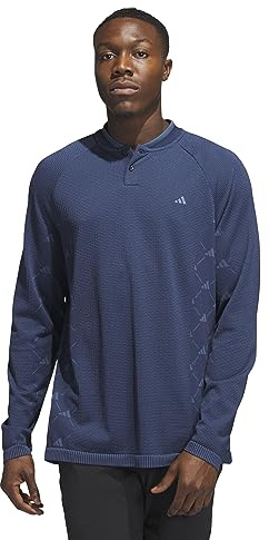 adidas Men's Ultimate365 Tour Primeknit Long Sleeve Golf Polo Shirt, Collegiate Navy, Large