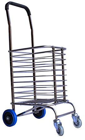 JYCCH Carrello per la Spesa Pieghevole Carrello per la Spesa in Acciaio Inossidabile Pieghevole per la Spesa Utility Carrello per Scala da Arrampicata con 4 Ruote per generi Alimentari,