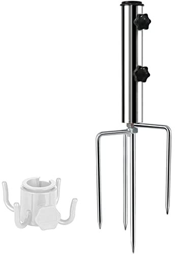 LEcylankEr Pie Sombrilla de Playa con 4 Clavijas Desmontable Ajustable, Base Sombrilla Metálico de Alta Resistencia, Soporte Sombrilla de Exterior para Playa/Pradera/Arena