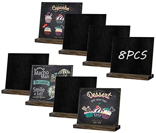 8 Stück Holz Kreidetafel Klein,Mini Kreidetafel Set,Klein Holz Kreidetafel Mit Ständer,Tischdeko, Tischkarten Für Preisschilder,Tischaufsteller Mit Holzsockel Für Hochzeitsdek,Schule,Buffet Tisch