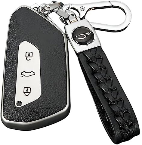 Z.MYUKI 【6 Farben】 Octavia MK4 Schlüsselhülle mit Schlüsselanhänger für Skoda Octavia RS 2020-2024 2025 Zubehör Key Case (Silber)