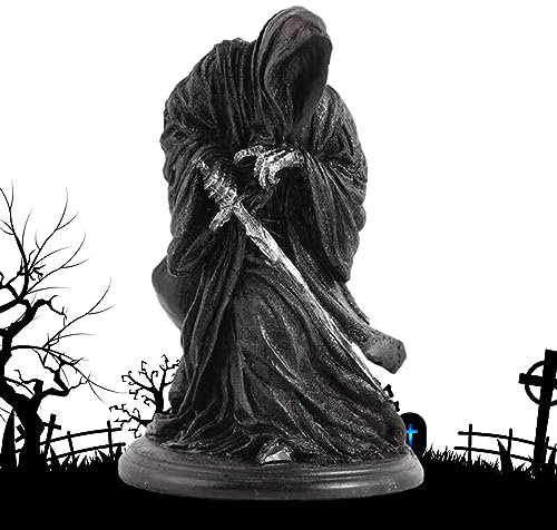 Tsuchiya Sensenmann Figur Halloween Dämonen Statue Gothic Resin Reaper Figur Schwarze Robe Santa Muerte Hält Sense Dekoration Für Zuhause, Büro