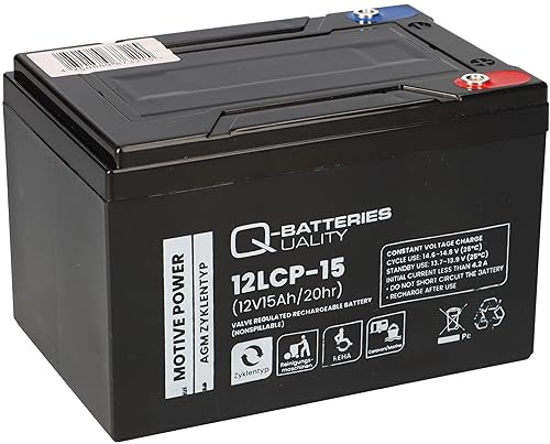 Q-Batteries 12LCP-15 12V 15Ah Blei Akku Scooter Kompatibel - Langlebig - Wartungsfrei - Zuverlässig - Ersatzakku - Akku - Batterie - Stromversorgung