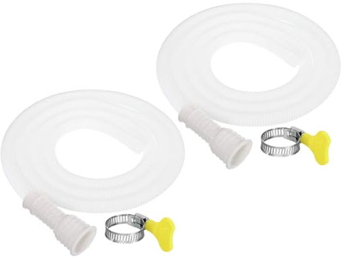 PATIKIL 6.5ft Air Conditioner Drain Hose, 2Pcs 16-25mm Mouth Universal AC Drain Hose with Clamp for Replacement and Drain Hose Extension Mini-Split Window AC Unit Faucet, White