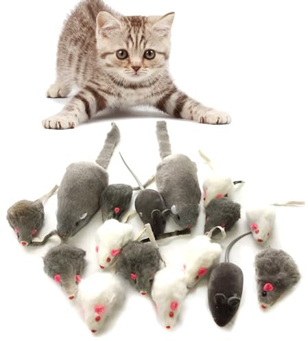 QUOZUO Katzenspielzeug Mäuse Spielzeug Mouse Katze Haustier Weich Flauschig für Katzen 16 Stück