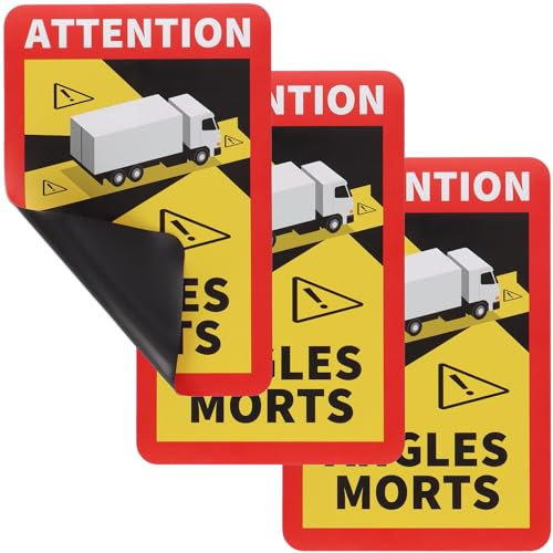 3x Toter Winkel magnetisch Angles Morts Frankreich LKW Bus über 3,5t Hinweis Schild (LKW)