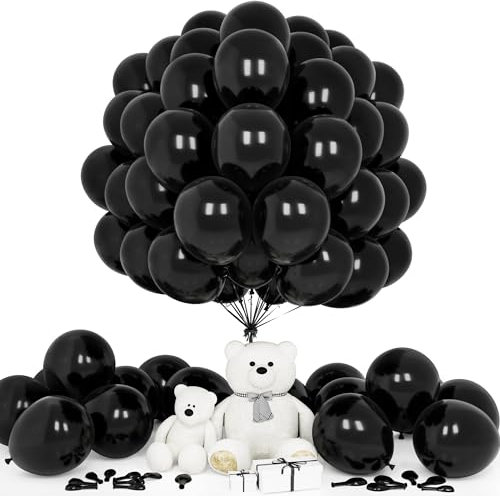 Teselife Luftballons Schwarze, 50 Stück 12 Zoll Matt Schwarz Latex Ballons Girlande für Männer Frauen Geburtstag Hochzeit Vorschlag Jahrestag Abschluss Verlobung Baby Shower Halloween Party