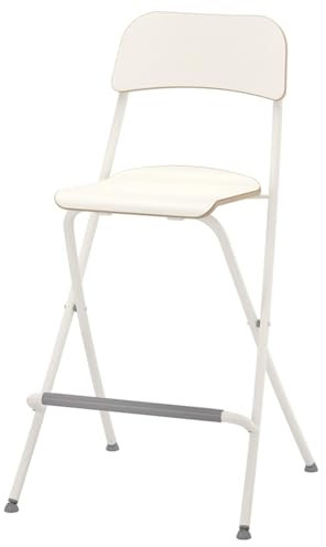Barhocker Nordic klappbarer weiß 74 cm, 63 cm Tresenstuhl, Klappstuhl mit Rückenlehne und Fußstütze, tragbarer klappbarer hoher Stahlhocker für Küche, Büro, 150 kg Tragkraft (Color : White, Size : 2