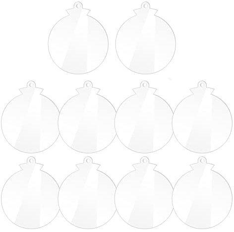 Domasvmd 10 hojas acrílicas en blanco para colgar adornos para árbol de Navidad, adornos colgantes
