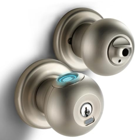 hiencetec Serratura intelligente per porta con impronta digitale, con serratura, biometrica autobloccante, senza chiave, per camere da letto, hotel, appartamenti, uffici e garage