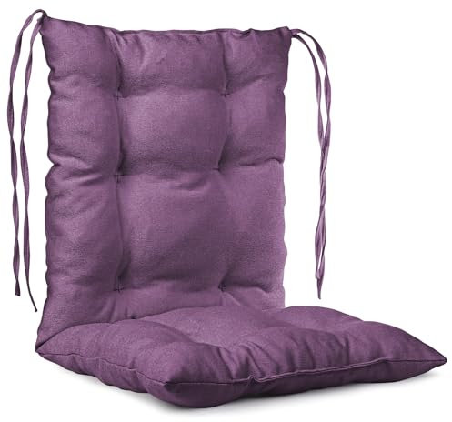 Mg Design Stuhlkissen 50 x 100 cm Sitzkissen violett - Gartenstühle Sitzauflagen aus Polsterstoff, mit weicher Füllung, mit Schnüren zum Binden - Niedriglehner Auflagen
