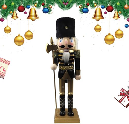 Soldado Cascanueces de Madera,Muñeca de Marioneta,Figuras de Cascanueces Tradicionale de Navidad Soldado,AdornosJuguete,Decoraciones Navidad,Navidad Adorno de Marionetas (sosteniendo un hacha)
