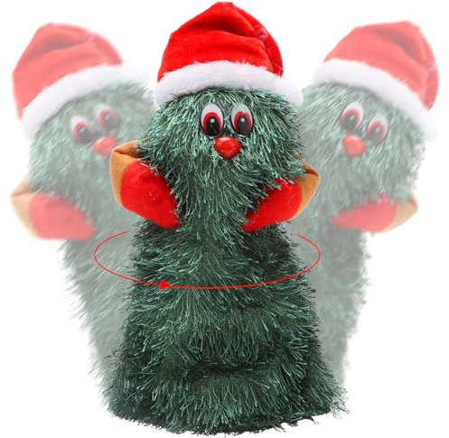 Gohytal Tanzender Christbaum, Singender Tanzender Weihnachtsbaum Weihnachtsbaum mit Kuscheltier und Festlicher Deko Swinging Xmas Tree Geschenk für Kinder Erwachsene zum Weihnachten