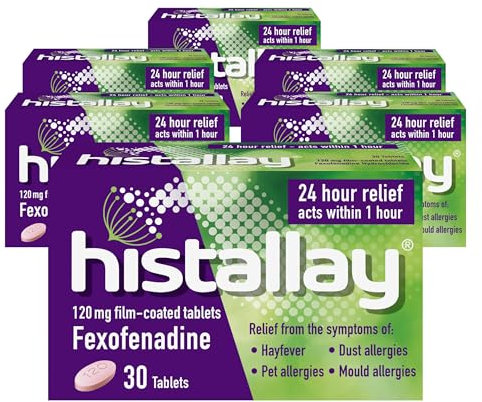 Histallay Hayfever & Allergy Relief Tablets, 180 Tablets, 120mg Fexofenadine, Antihistamine, 24hr Relief Acts Within 1hr, Relieves Hayfever, Pet, Dust and Mould Allergies (6 Month Supply)