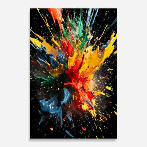 ARTHUB® Glasbild 60x80 cm, 5mm ESG | Moderne Wandbilder aus Glas für Wohnzimmer & Schlafzimmer, Wanddekoration, Wohnkultur, Abstrakte, Floating Color Splash