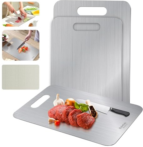 Edelstahl-Schneidebrett für die Küche, 45,7 x 30,6 cm, extra großes Schneidebrett für Fleisch, Grillen, Teighaltung, Servierbrett für Lebensmittel, verbessertes Material SUS316, spülmaschinenfestes