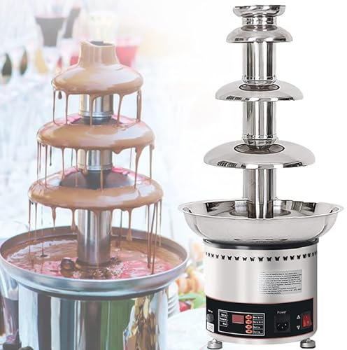 CFDZCP Chocolate Fondue Maker 4/5/6/7 Tiers Electric Chocolate Fountain Machine,Stainless Steel Fondue Waterfall Melting Machine For Cooking Commercial Household,Adjustable Temperature(5 tier)