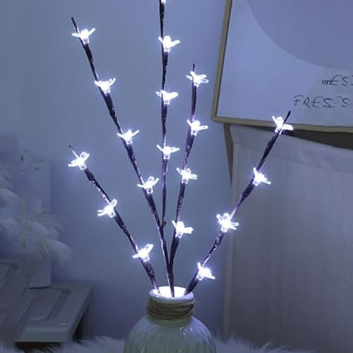 LED-Zweiglicht Batteriebetrieben Künstlich Beleuchtete Zweige mit Warmweißen LED-Lichtern, 5 Stück Beleuchtete Zweige für Vasen, Weihnachtsfeiern Kamin, Heimtischdekoration (Kirschblüten)