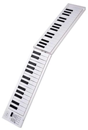 Tongyanji Teclado de piano electrónico plegable de 61 teclas con pantalla digital, 16 tonos, 100 ritmos, 25 canciones de demostración, conector para auriculares, alimentación USB, herramienta de