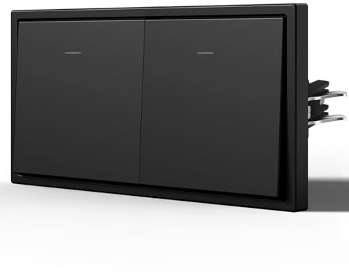 BSEED Lichtschalter Matt mit Licht, Wechselschalter Unterputz mit Krallen, Nur Horizontale Montage, C-Serie,Doppelt 1 Fach 2 Wege,150mm Schwarz