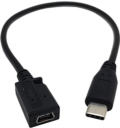 Halokny USB C to Mini USB Cable, USB Type C (USB-C) Male to Mini USB Female Adapter Converter Charging Cable 25cm/10 Inch (Typec Male/Mini Female)(Only for Charging)