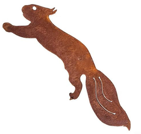 MeevrgR Gartenfreundliche rostige Eichhörnchen-Figur, lustiges Element für Bäume und Zäune im Freien, 30 cm