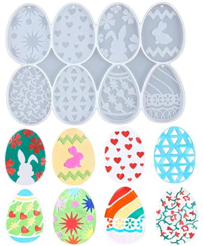 Silikonform Ostern Epoxidharz Formen Ostereier DIY Hasenei Schlüsselanhänger Formen Kaninchen Gießformen Ostern für Anhänger Heimdekoration