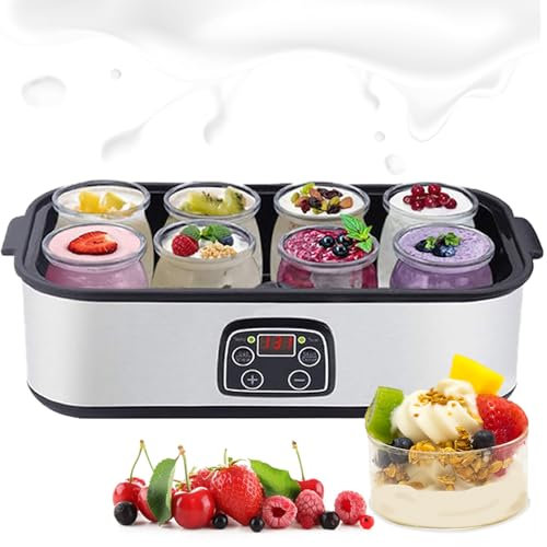 Ultimate Yogurt Makers, 1400ml Yoghurt Maker With 8 Pcs Glass Jars, Yogurt Maker Machine With Lcd Display And Timer, Adjustable Temperature, For Organic Probiotic Yogurt, Health Birthday Gift