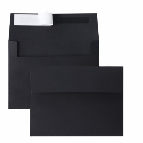 Keketer Briefumschläge, A4, schwarz, 10,2 x 15,2 cm, selbstklebend, für 10 x 15 cm, für Hochzeiten, Einladungen, Babypartys, 10,7 x 15,2 cm, 70 Stück