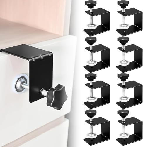 8 Drawer Front Installation Clamps, Adjustable C Clamps | Cold-Rolled Steel Alignment Clamps With Micro-Adjustment Screws And Protective Pads For Cabinet Fitting And Woodworking