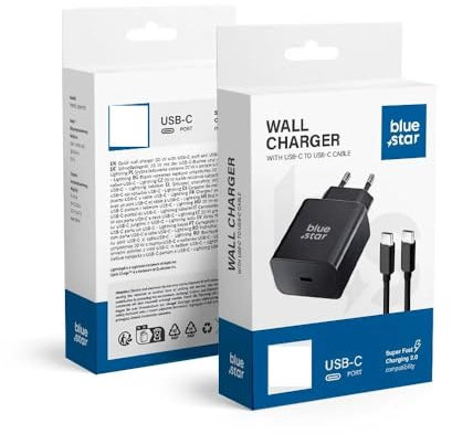 ACTECOM® Cargador de Viaje Tipo C + Cable de Carga Tipo C/C 1m PD QC4.0 3A 25W Carga rapida TFB-TC-25WPD Negro Compatible Samsung Galaxy S24/S24 Ultra S23/S22/S21/S20 FE/S20+/S21+/