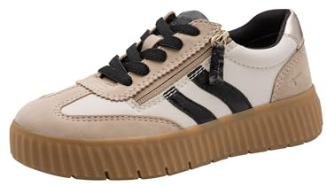 Tamaris Damen Wide FIT Sneaker Retro Easy In, beige/Black, 37