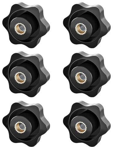 6 Stück Sterngriffmutter M6, Flügelmutter M6, Sterngriffschraube, Rändelmutter, für Mechanische, Industrie, Möbel, Ausrüstung, 6 Stück(Schwarz)
