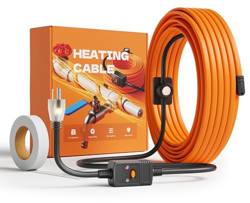 SOTISI Bande chauffante pour tuyaux d'eau avec thermostat, orange, certifié UL&ETL 120 V