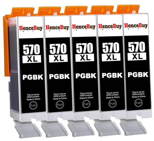 HenceBuy PGI 570 XL PGBK Schwarz Druckerpatronen Kompatibel für Canon PGI-570 BK PGI-570XL Patronen für PIXMA TS5050 MG5750 TS5055 MG6850 MG6852 TS5051 TS6050 MG5752 MG7750 MG6851 TS5053 TS8050