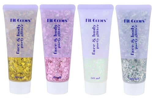 4pcs Body Glitter Gel 30ml, Face Glitters Body Gel Sequins | Shimmer Liquid Eyeshadow, Chunky Glitter Brillantes para la Cara, Cabello y Cuerpo para Halloween