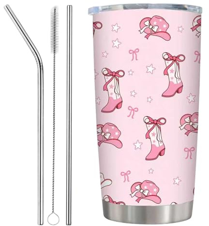 Leseogye Western Cowgirl Tumbler, Cowboy Insulated Travel Mug, Western Cowgirl Insulated Water Bottle for Travel, Cowboy Gifts for Women, Girl, Stainless Steel Coffee Mug with Straw Lid, Straw,