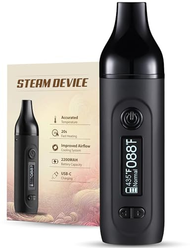 Vaporizer Cannabis verdampfer IOUQ KIT kräuter verdampfer Keramische Heizkammer LCD Display Bildschirm unterstützt weed e zigarette präzise Temperaturregelung (Black)