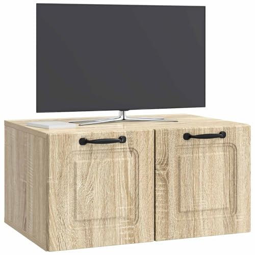 vidaXL Wandmontierter TV-Schrank Sonoma-Eiche 59,5 x 41 x 30 cm, Wohnzimmermöbel, moderner TV-Ständer, viel Stauraum, funktionale Medien-Einheit, platzsparendes Design, Holz-Unterhaltungszentrum