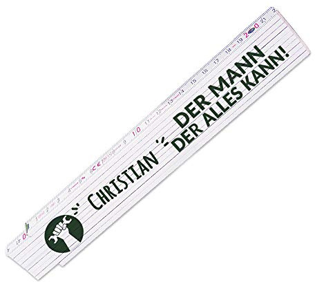 Zollstock mit Namen Christian und schönem Motiv - Der Mann der alles kann - für Männer | Metermaß | Glieder-Maßstab mit Namen bedruckt | Viele Namen zur Auswahl