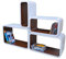 Cube Verstärkte Vielen Farben MDF Retro Design 4er Set Regal Regale Wandregal Deko Würfel CD DVD Lounge LO01 (Weiß/Braun)