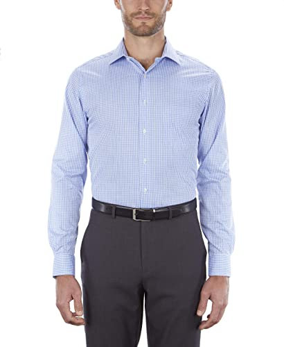 Van Heusen Chemise habillée à Carreaux à col Flexible Coupe régulière, Bleu, 46 cm Cou 81 cm-84 cm Manche Homme